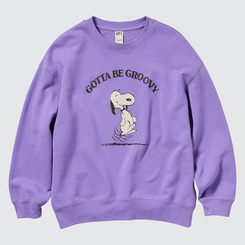 Sudaderas Uniqlo PEANUTS Dance Time with Snoopy Long-Sleeve Mujer Moradas | 693205_PE