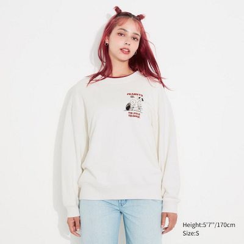 Sudaderas Uniqlo PEANUTS Dance Time with Snoopy Long-Sleeve Mujer Blancas | 789415_PE