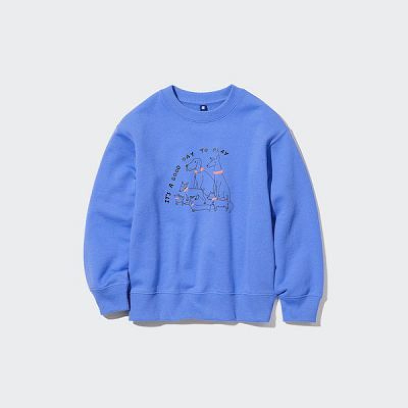 Sudaderas Uniqlo Ultra Stretch Estampadas Long-Sleeve Niños Azules | 325198_PE