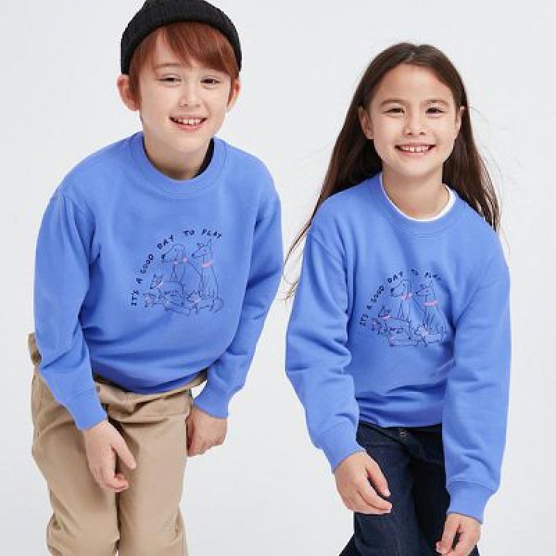 Sudaderas Uniqlo Ultra Stretch Estampadas Long-Sleeve Niños Azules | 325198_PE