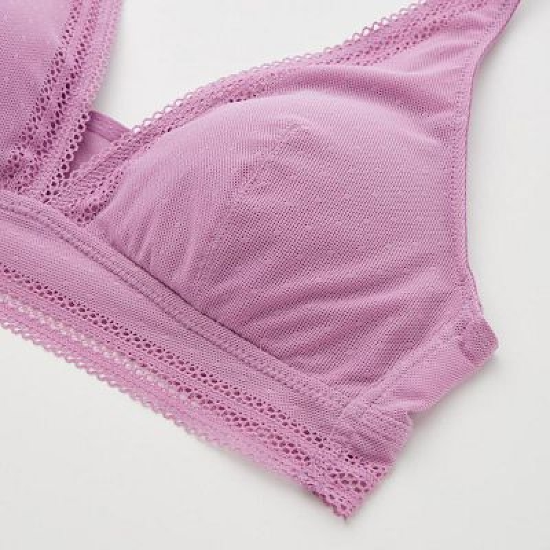 Sujetadores Uniqlo Wireless (Plunging Relax, Lace) Mujer Negras | 756298_PE