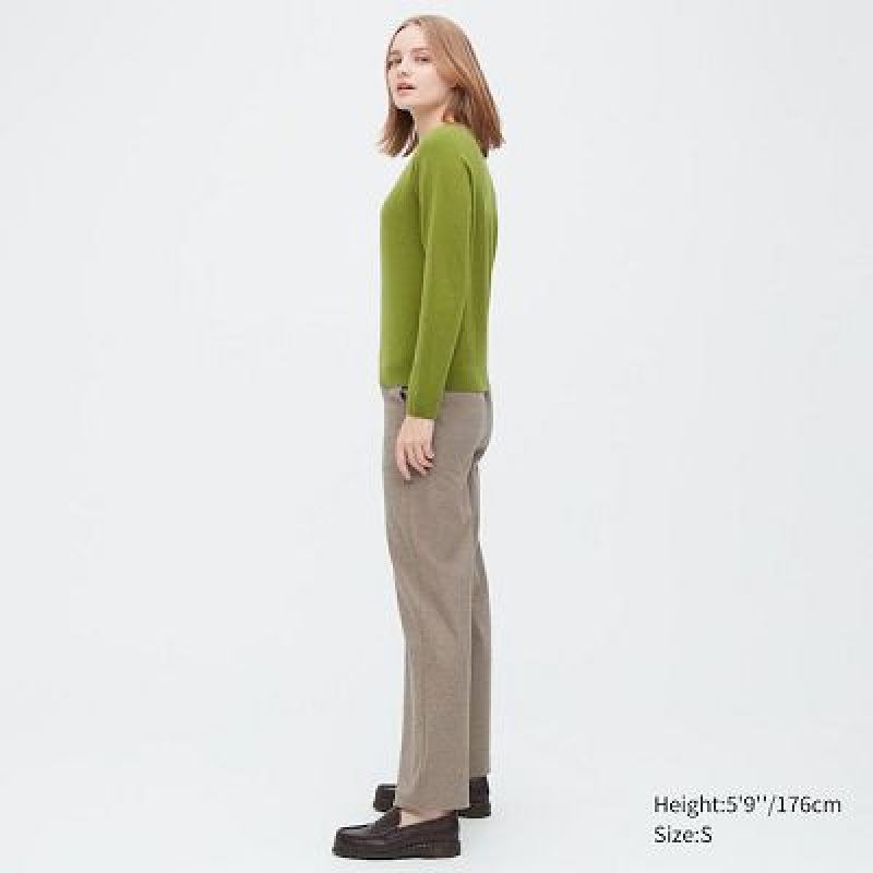 Suéteres Uniqlo 3D Knit Cashmere Crew Neck Long-Sleeve Mujer Rojas | 640813_PE