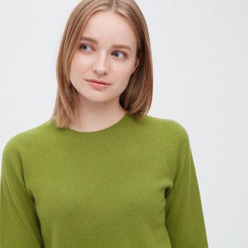 Suéteres Uniqlo 3D Knit Cashmere Crew Neck Long-Sleeve Mujer Rojas | 640813_PE