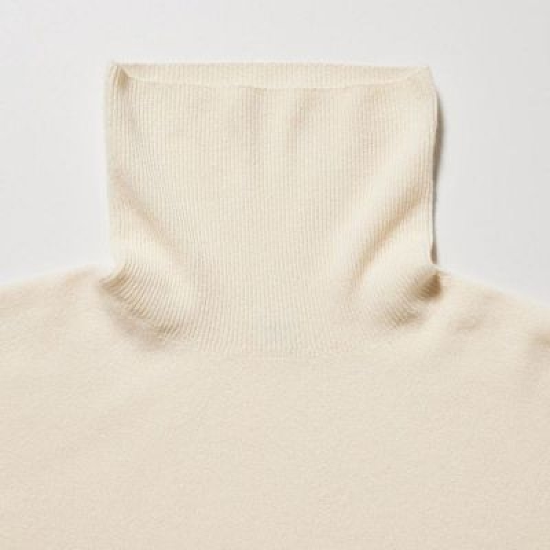 Suéteres Uniqlo 3D Knit Cashmere Turtleneck Long-Sleeve Mujer Blancas | 12895_PE