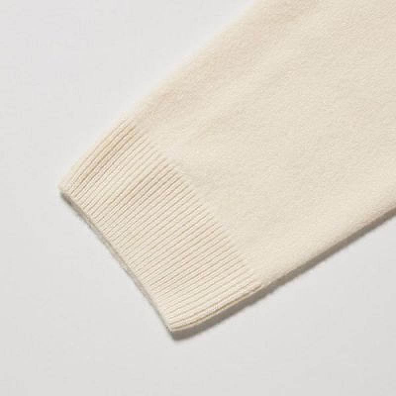 Suéteres Uniqlo 3D Knit Cashmere Turtleneck Long-Sleeve Mujer Blancas | 12895_PE