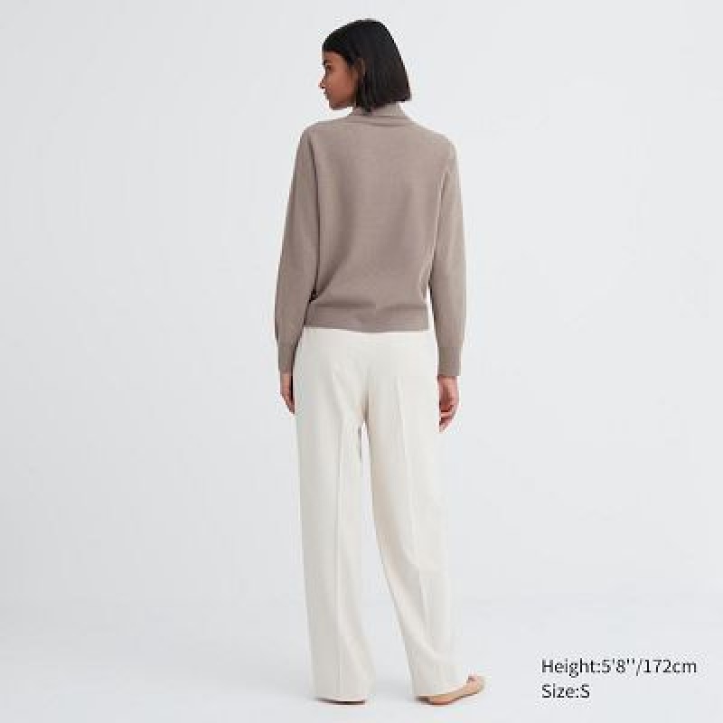 Suéteres Uniqlo 3D Knit Souffle Yarn Long-Sleeve Mujer Blancas | 12937_PE