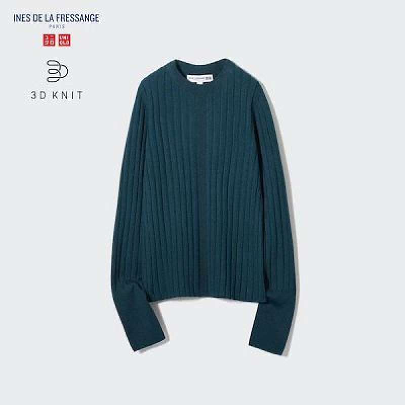 Suéteres Uniqlo 3D Knit Wide Acanalado Crew Neck Mujer Natural | 104863_PE