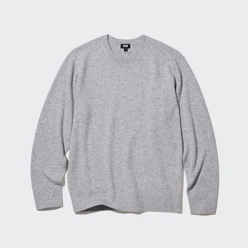 Suéteres Uniqlo Cashmere Crew Neck Long-Sleeve Mujer Gris | 593148_PE