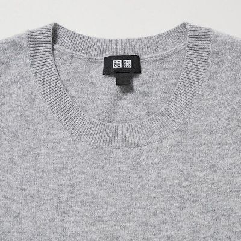 Suéteres Uniqlo Cashmere Crew Neck Long-Sleeve Mujer Gris | 593148_PE