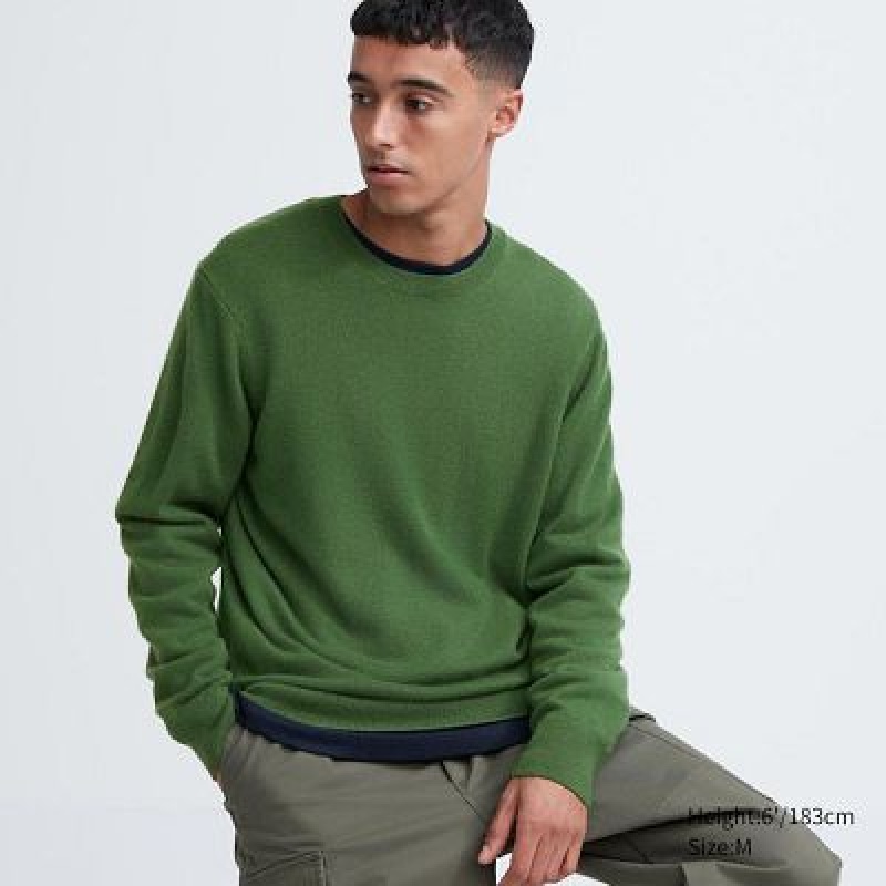 Suéteres Uniqlo Cashmere Crew Neck Long-Sleeve Mujer Verde | 950748_PE