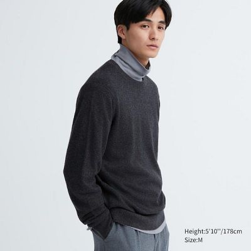 Suéteres Uniqlo Cashmere Crew Neck Long-Sleeve Hombre Gris | 962538_PE