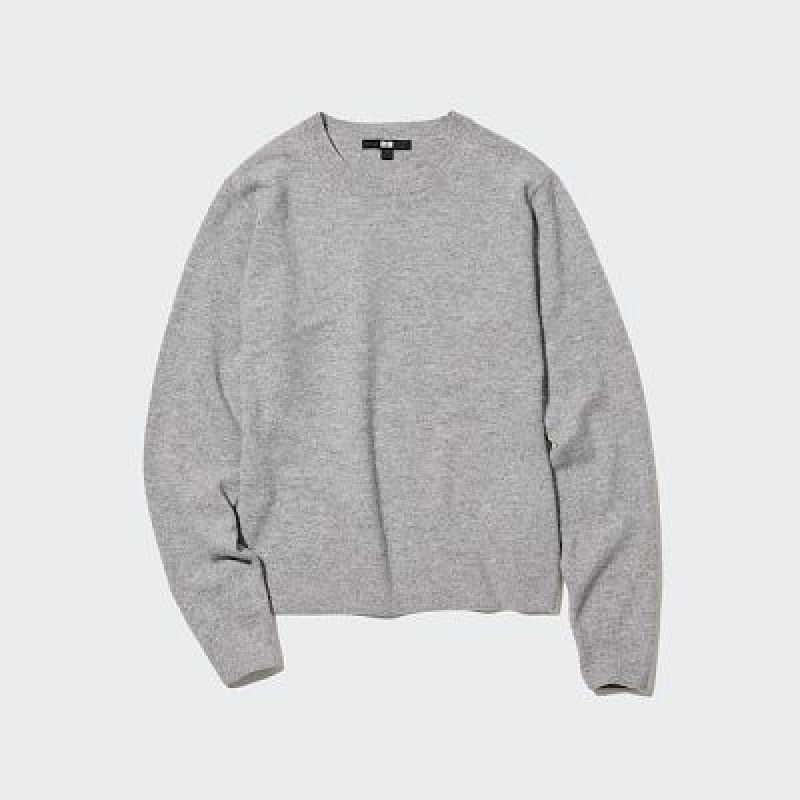 Suéteres Uniqlo Cashmere Crew Neck Long-Sleeve Mujer Gris | 528960_PE