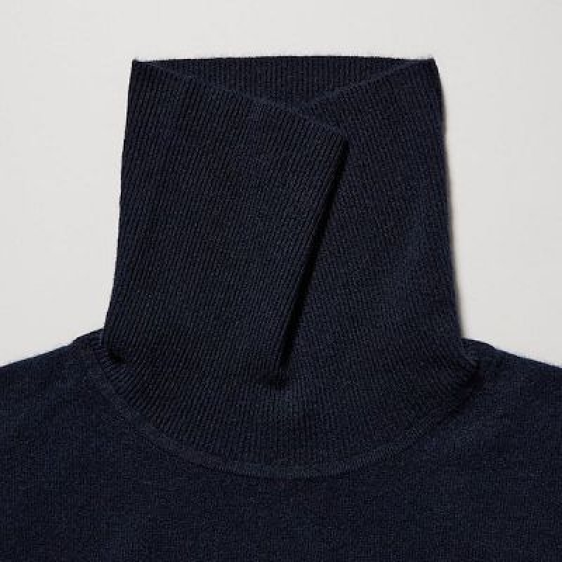 Suéteres Uniqlo Cashmere Turtleneck Long-Sleeve Hombre Azul Marino | 735980_PE