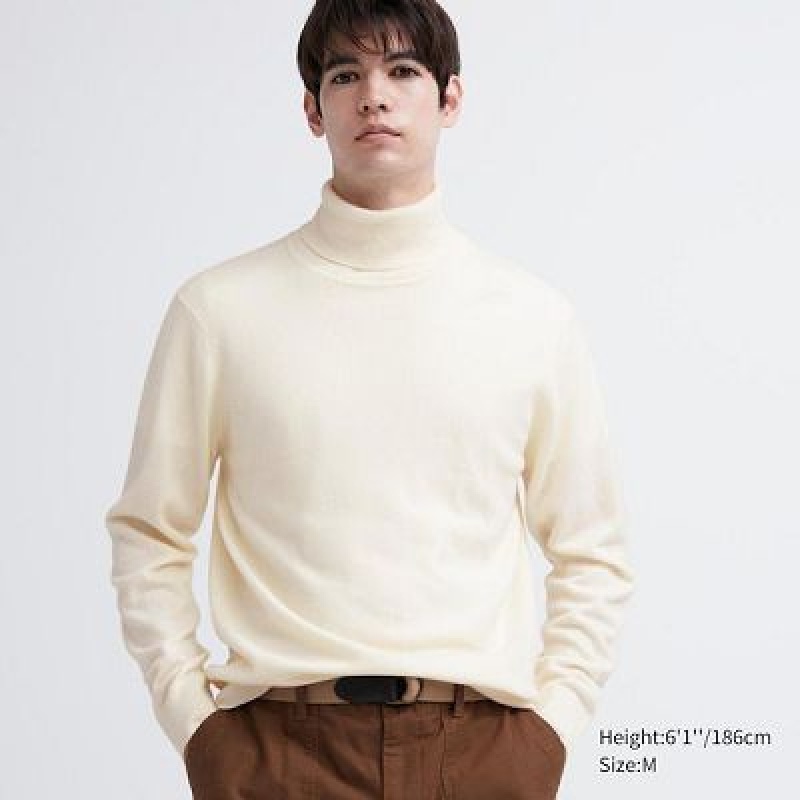 Suéteres Uniqlo Cashmere Turtleneck Long-Sleeve Hombre Blancas | 437685_PE