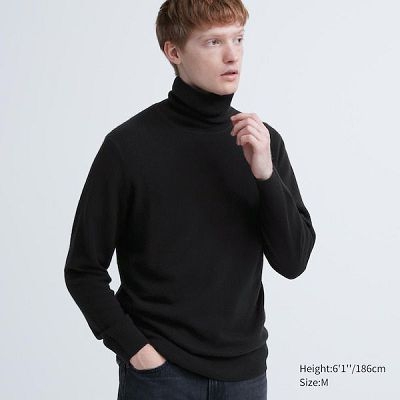 Suéteres Uniqlo Cashmere Turtleneck Long-Sleeve Hombre Negras | 23478_PE