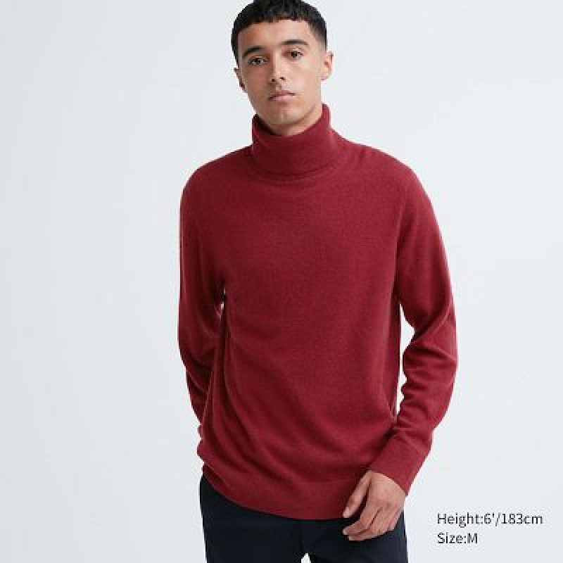 Suéteres Uniqlo Cashmere Turtleneck Long-Sleeve Hombre Wine | 941860_PE