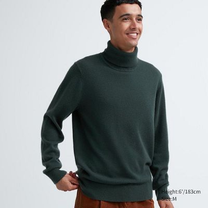 Suéteres Uniqlo Cashmere Turtleneck Long-Sleeve Hombre Verde Oliva | 932041_PE