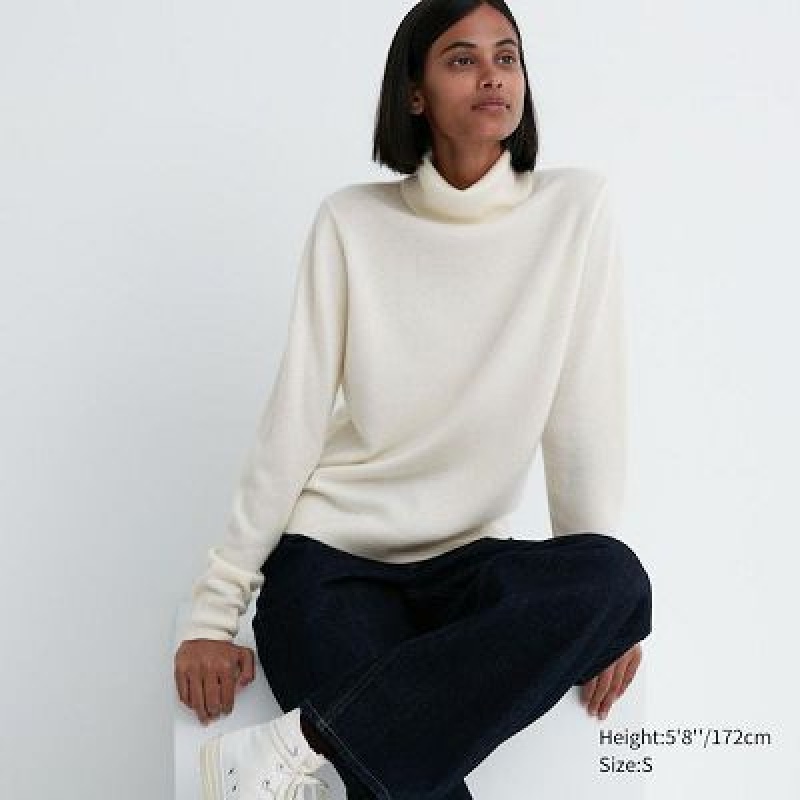 Suéteres Uniqlo Cashmere Turtleneck Mujer Blancas | 193854_PE