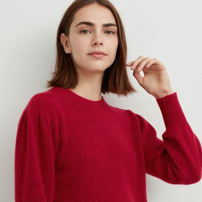 Suéteres Uniqlo Crew Neck Puff Long-Sleeve Mujer Blancas | 502184_PE