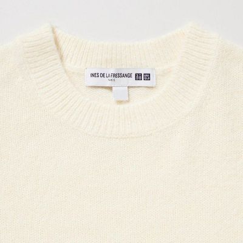 Suéteres Uniqlo Crew Neck Puff Long-Sleeve Mujer Blancas | 502184_PE