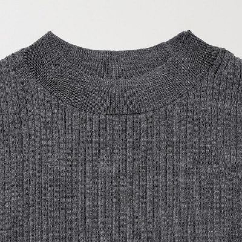 Suéteres Uniqlo Extra Fine Merino Acanalado Mock Neck Half-Sleeve Mujer Blancas | 654703_PE