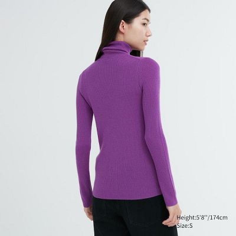 Suéteres Uniqlo Extra Fine Merino Acanalado Turtleneck Long-Sleeve Mujer Blancas | 254937_PE