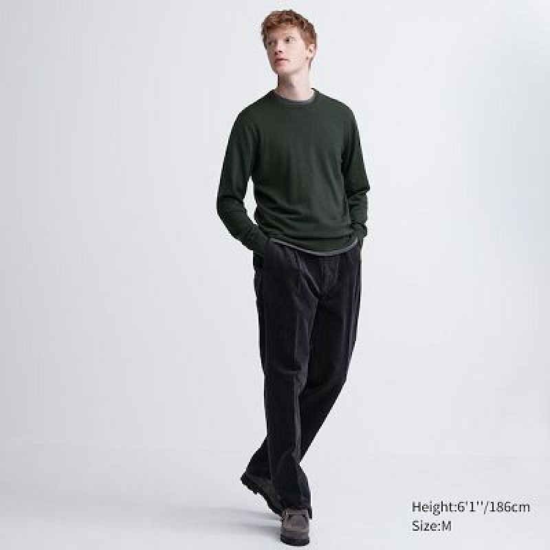 Suéteres Uniqlo Extra Fine Merino Crew Neck Hombre Wine | 209876_PE