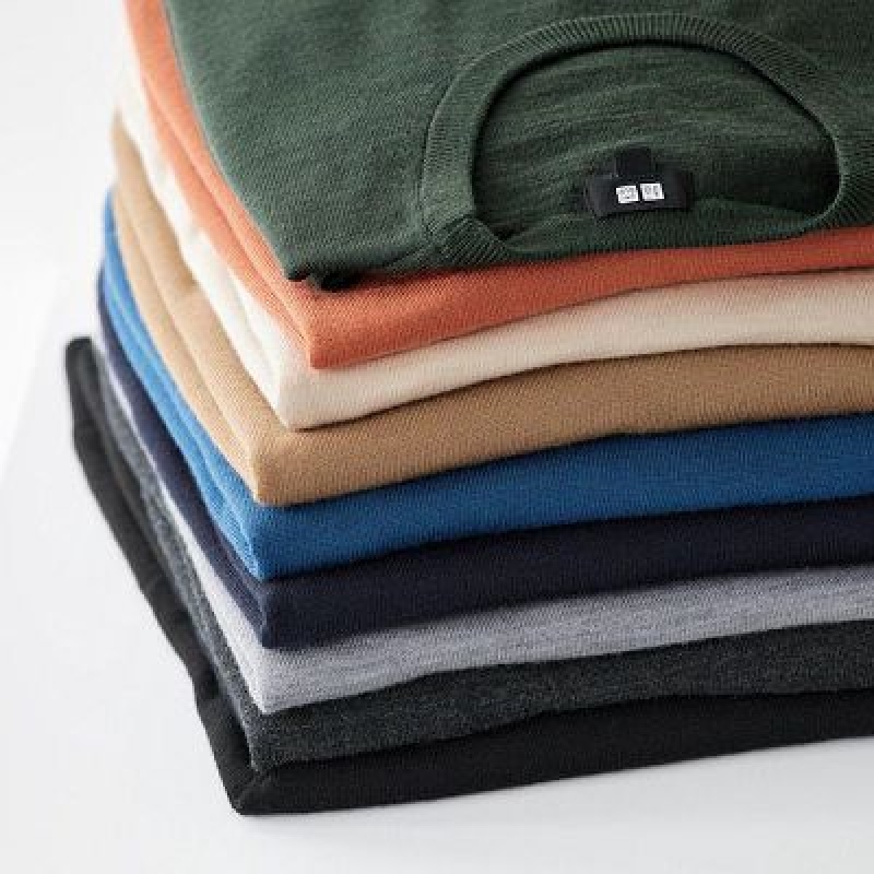 Suéteres Uniqlo Extra Fine Merino Crew Neck Hombre Naranjas | 312487_PE