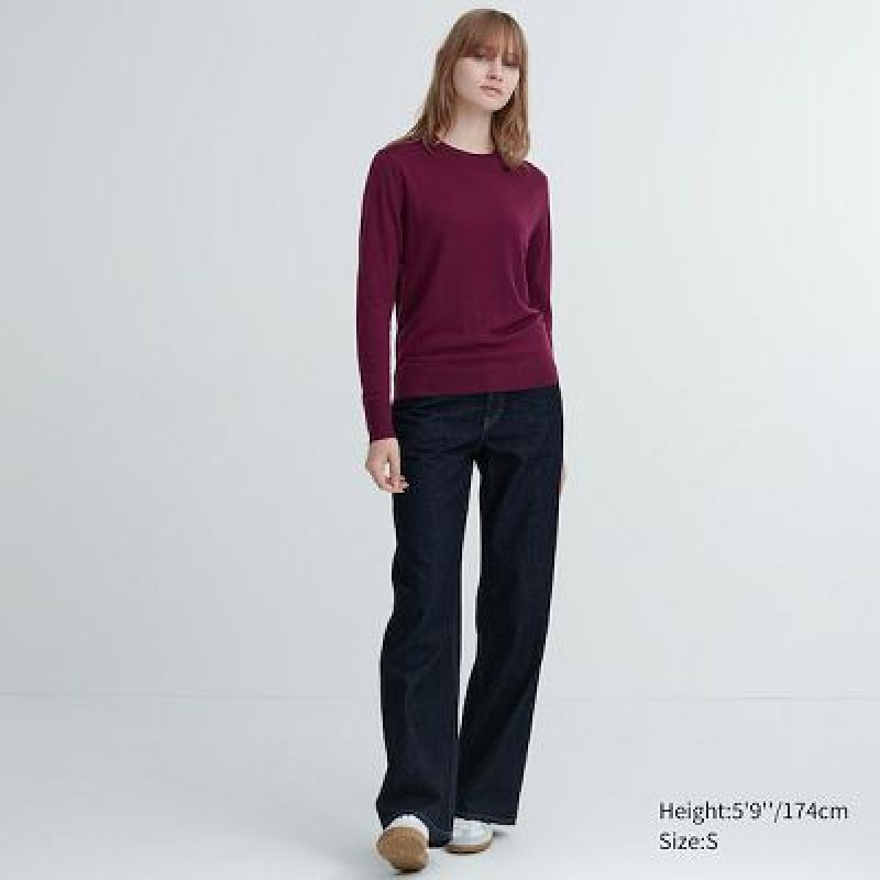 Suéteres Uniqlo Extra Fine Merino Crew Neck Long-Sleeve Mujer Blancas | 276981_PE