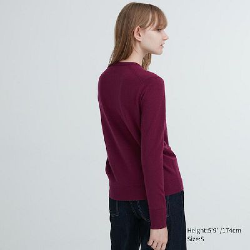 Suéteres Uniqlo Extra Fine Merino Crew Neck Long-Sleeve Mujer Blancas | 276981_PE