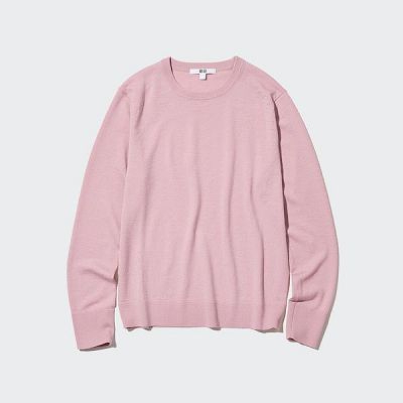 Suéteres Uniqlo Extra Fine Merino Crew Neck Long-Sleeve Mujer Blancas | 276981_PE