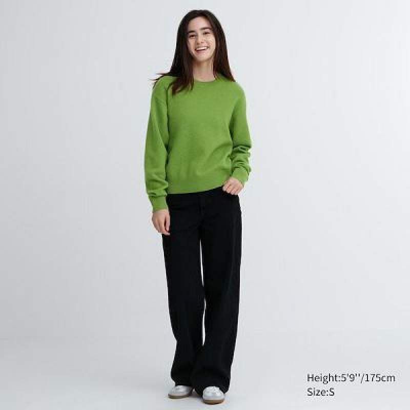 Suéteres Uniqlo Premium Lambswool Crew Neck Long-Sleeve Mujer Blancas | 975832_PE