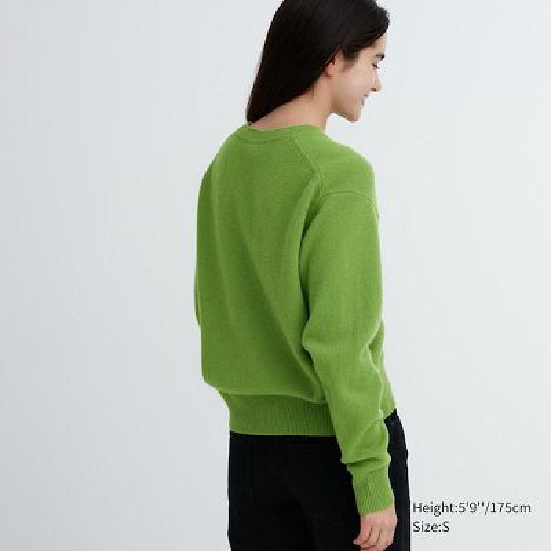 Suéteres Uniqlo Premium Lambswool Crew Neck Long-Sleeve Mujer Blancas | 975832_PE