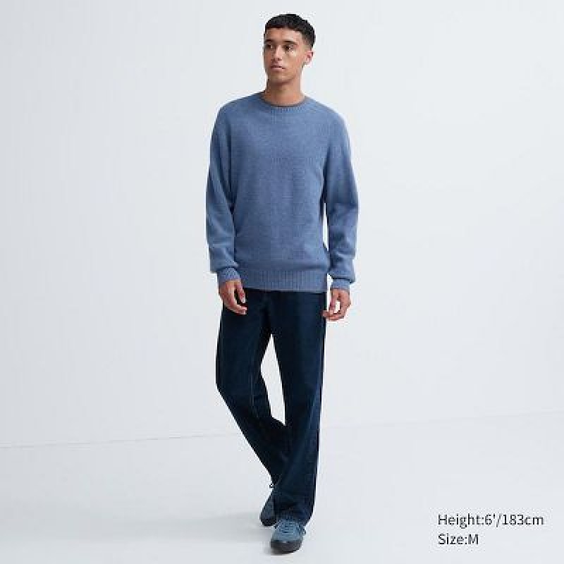 Suéteres Uniqlo Premium Lambswool Crew Neck Long Sleeve Hombre Blancas | 327680_PE