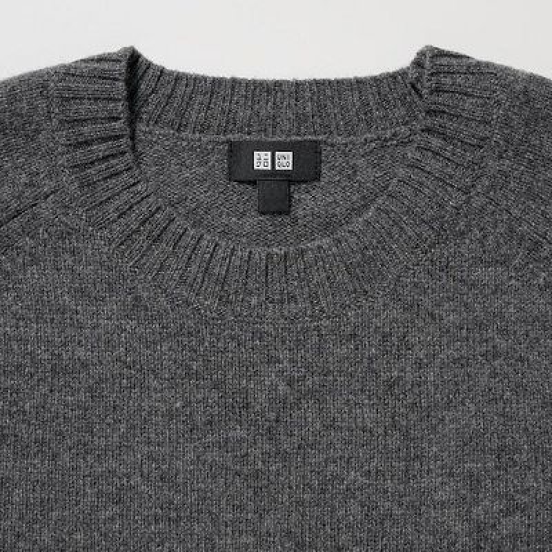 Suéteres Uniqlo Premium Lambswool Crew Neck Long Sleeve Hombre Marrones | 140986_PE