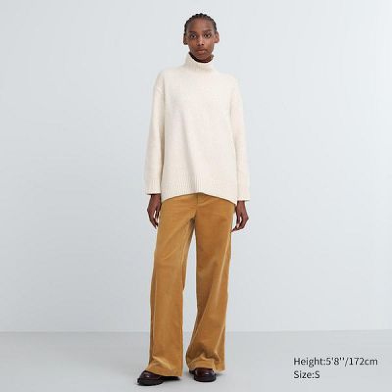 Suéteres Uniqlo Soft Knit High Neck Long-Sleeve Mujer Blancas | 508419_PE