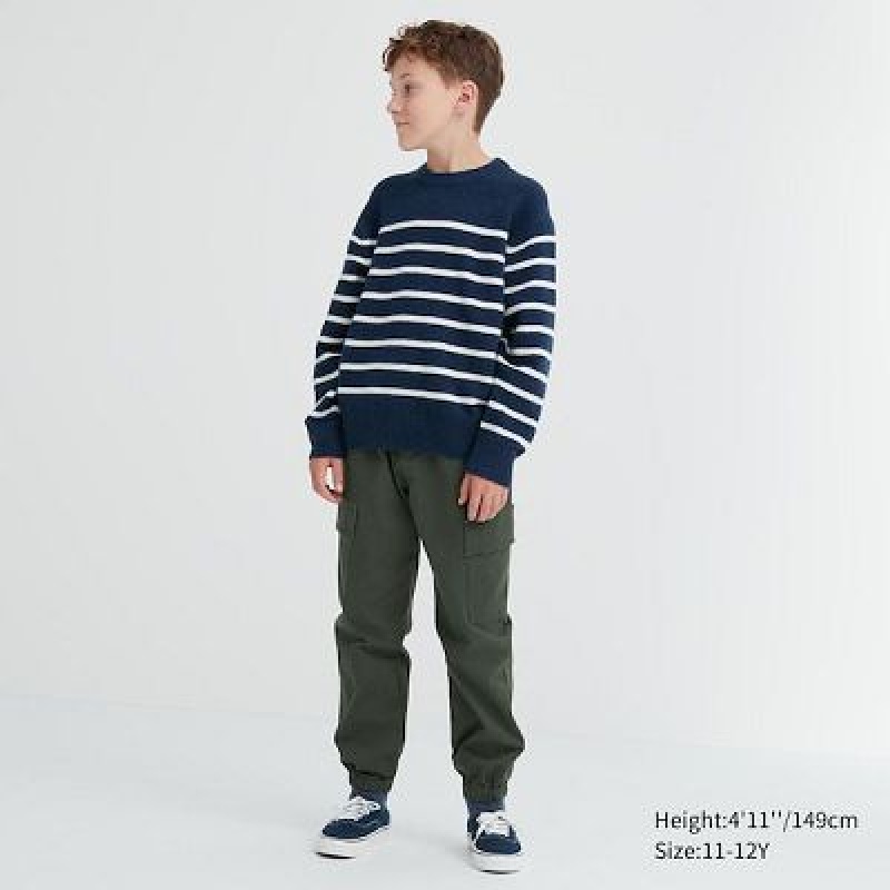 Suéteres Uniqlo Souffle Yarn A Rayas Long-Sleeve Niños Blancas | 581094_PE