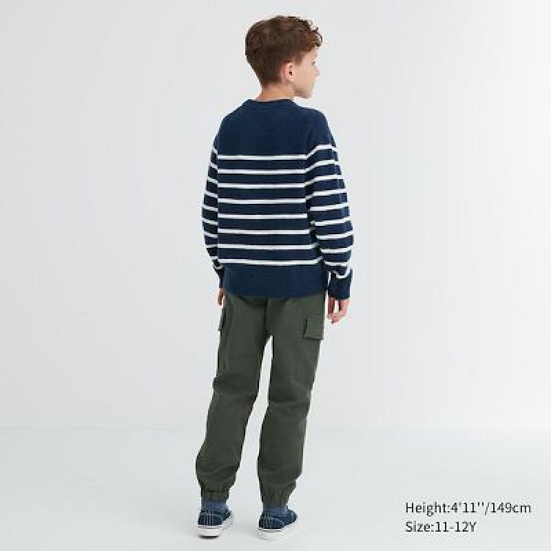 Suéteres Uniqlo Souffle Yarn A Rayas Long-Sleeve Niños Blancas | 581094_PE