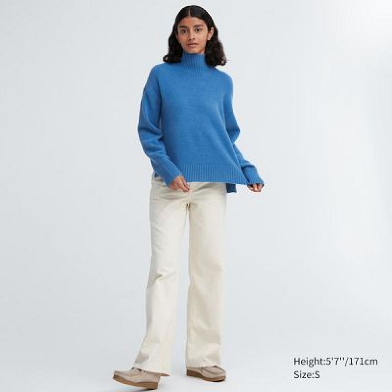 Suéteres Uniqlo Souffle Yarn High Neck Long-Sleeve Mujer Blancas | 173896_PE