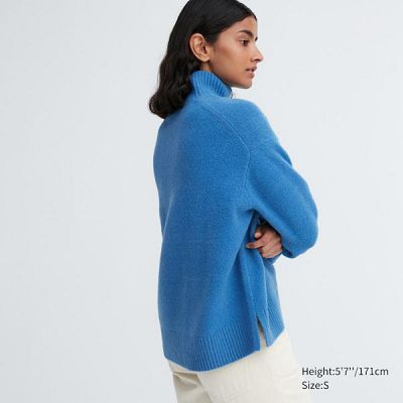 Suéteres Uniqlo Souffle Yarn High Neck Long-Sleeve Mujer Blancas | 173896_PE