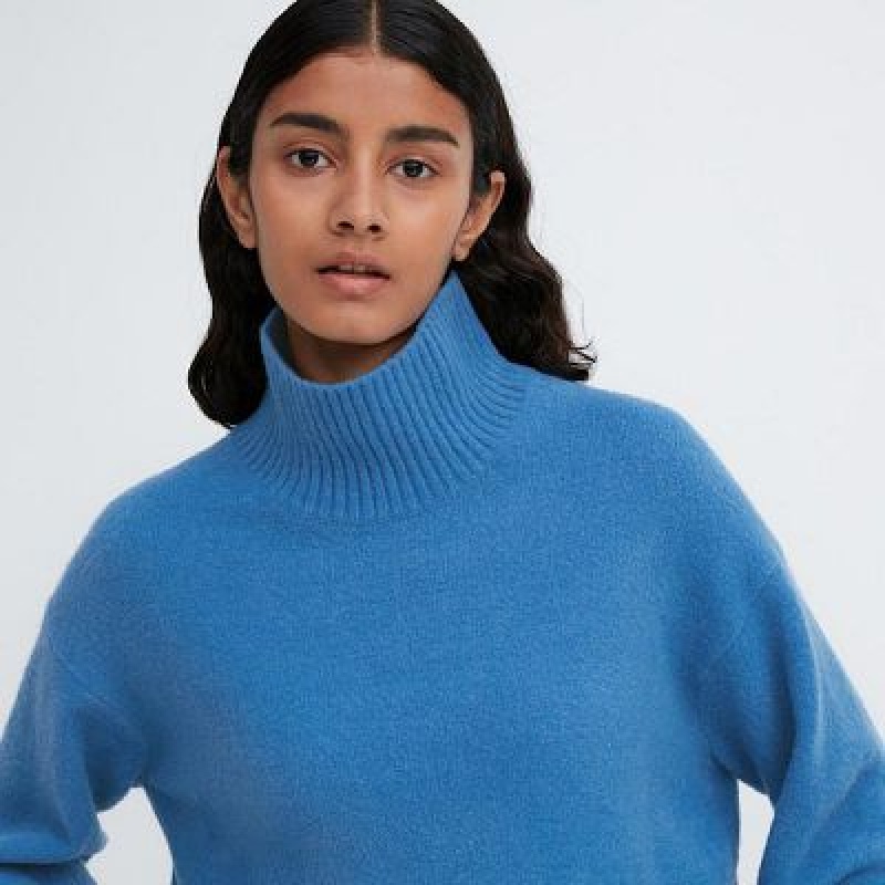 Suéteres Uniqlo Souffle Yarn High Neck Long-Sleeve Mujer Blancas | 173896_PE