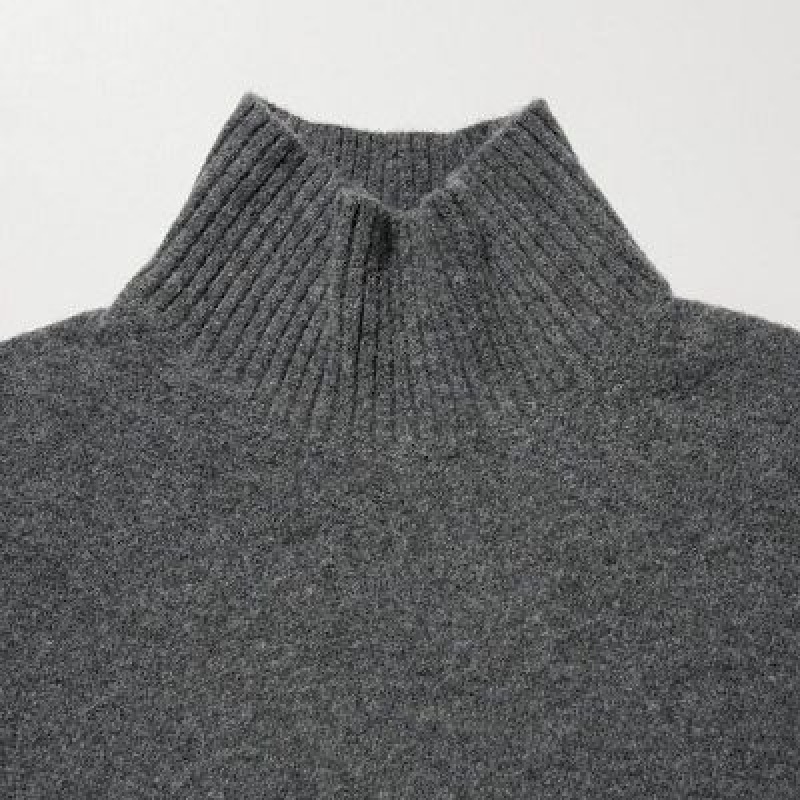 Suéteres Uniqlo Souffle Yarn High Neck Long-Sleeve Mujer Gris | 23679_PE