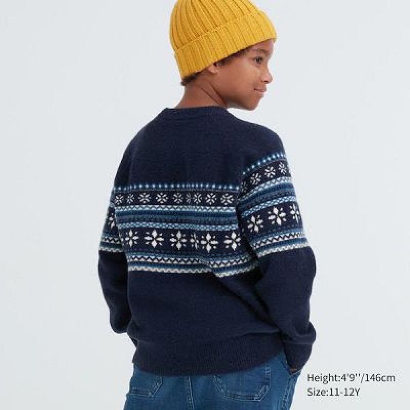 Suéteres Uniqlo Souffle Yarn Long-Sleeve Niños Beige | 801963_PE