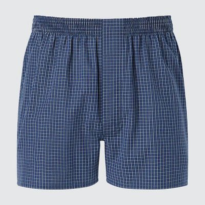 Trunks Uniqlo Woven Checked Hombre Azules | 681372_PE