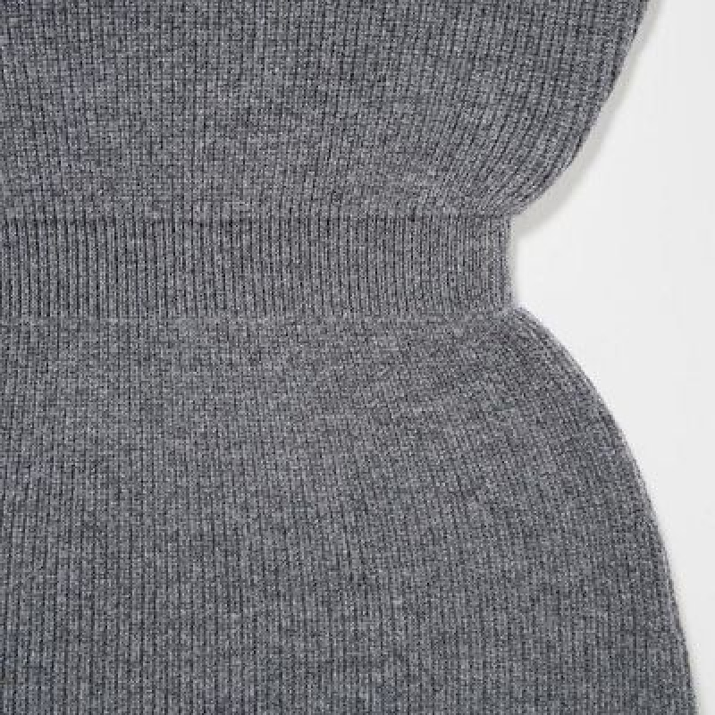 Vestido Uniqlo Boat Neck Long-Sleeve Knit Mujer Gris | 97341_PE