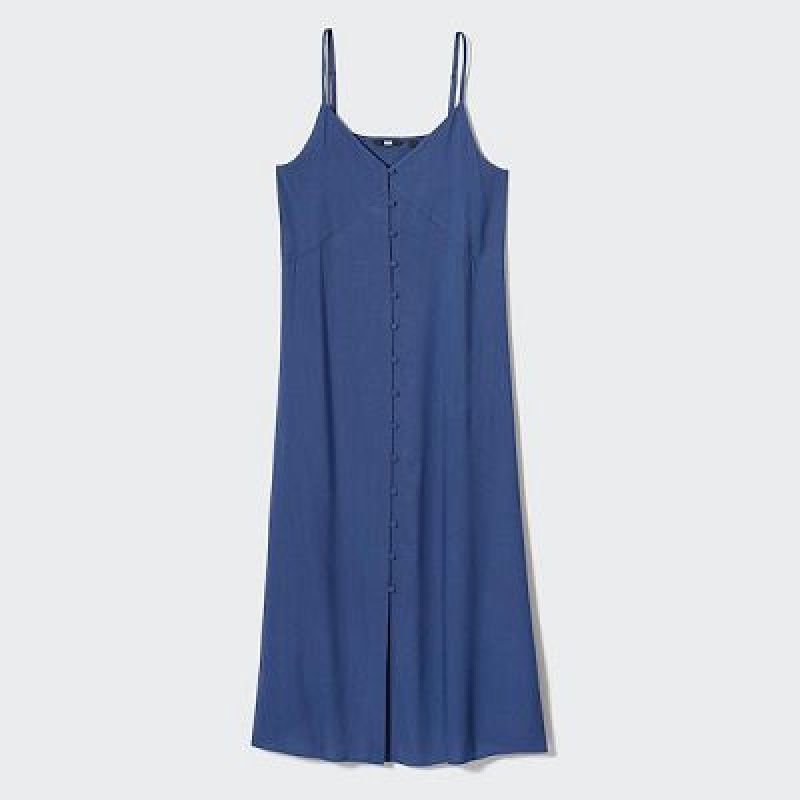 Vestido Uniqlo Button Down Camisole Flare Mujer Negras | 47269_PE