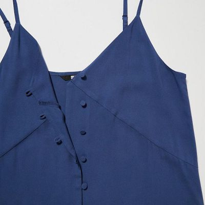 Vestido Uniqlo Button Down Camisole Flare Mujer Azules | 356087_PE