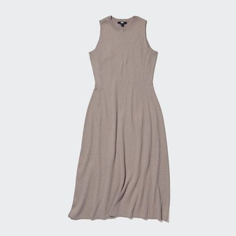 Vestido Uniqlo Cotton Blend Knit Sleeveless Mujer Negras | 392048_PE