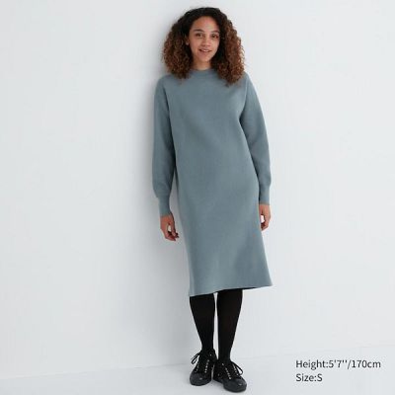 Vestido Uniqlo Souffle Yarn Long-Sleeve Mujer Verde | 621084_PE