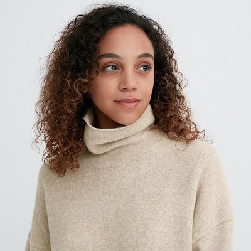 Vestido Uniqlo Souffle Yarn Turtleneck Mujer Beige | 406291_PE